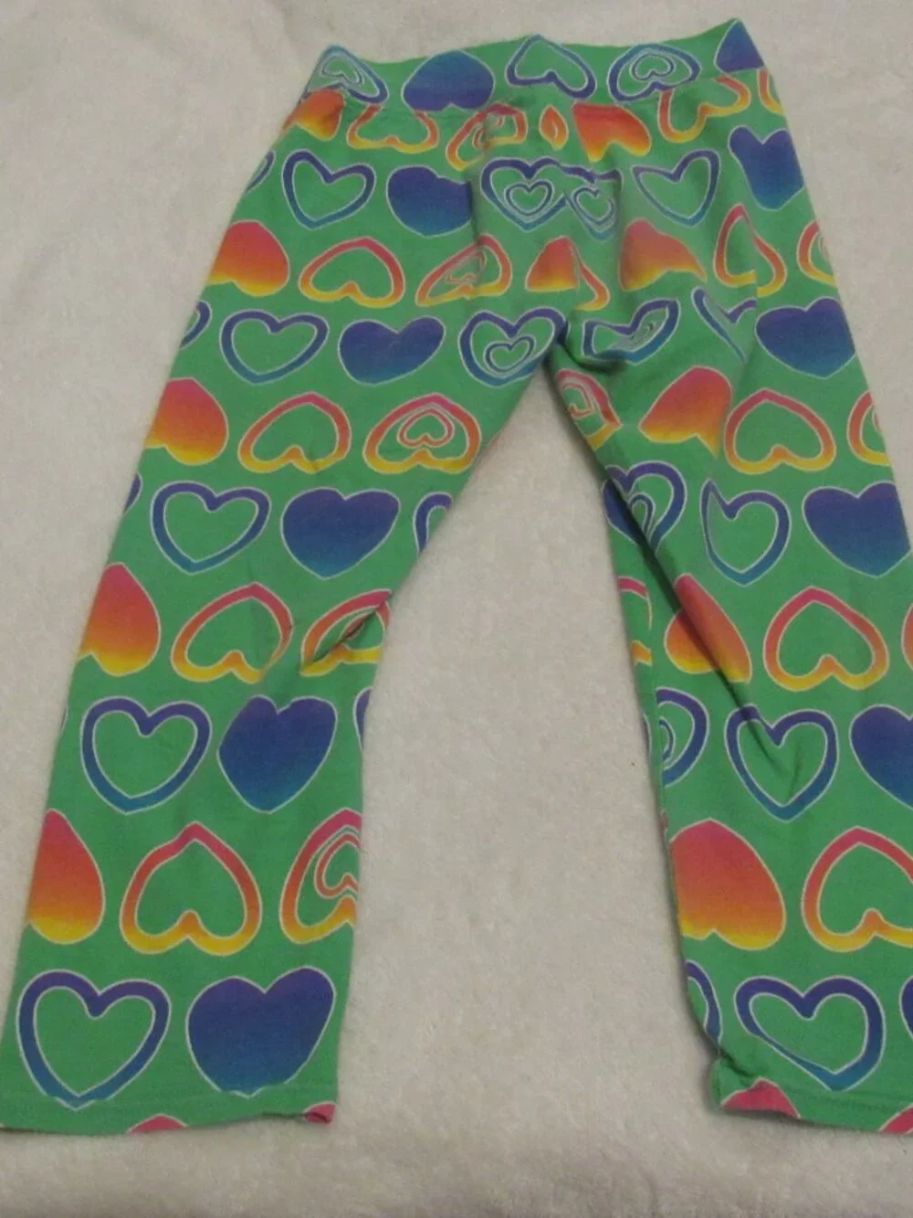 Justice Green Hearts Capri Pajama Bottoms Size 8 USED